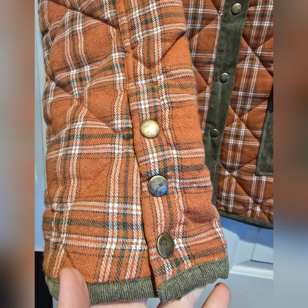 NWT Hem & Thread Plaid Quilted Shacket Coral Size 1X - Picture 4 of 8